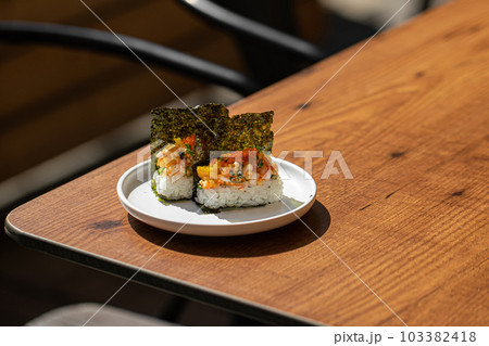 Japanese hand rolls with shrimp and caviar Japanese hand rolls with shrimp and caviar 103382418