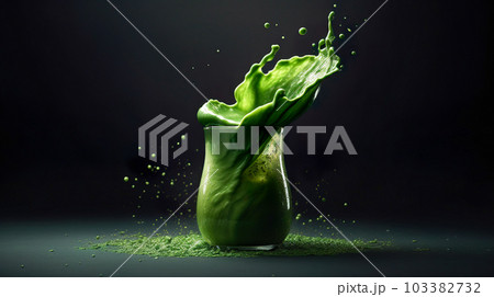 ダイナミックな動きのあるグリーンスムージー「AI生成画像」 ダイナミックな動きのあるグリーンスムージー「AI生成画像」 103382732