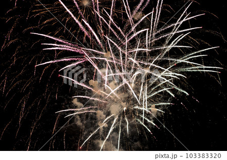 bright fireworks  on black background 103383320