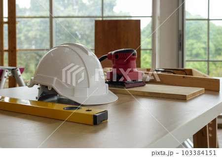 Carpentry tool in workshop, Home interior concept Carpentry tool in workshop, Home interior concept 103384151