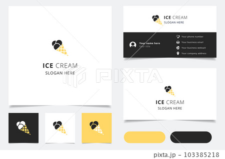 Ice cream logo design with editable slogan. Branding book and business card template. 103385218