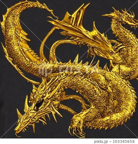 金色のドラゴンの絵 金色に輝く龍のイラスト素材 [103385658] - PIXTA
