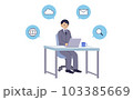 ノートパソコンでデスクワークをする男性 103385669