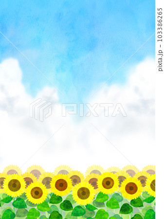 ひまわり畑と夏空のイラスト 103386265