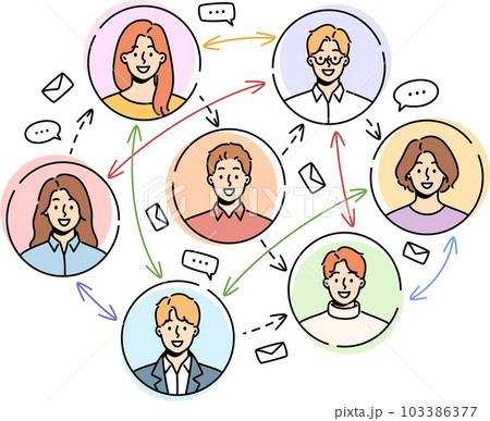 Smiling people communication on social network Smiling people communication on social network 103386377