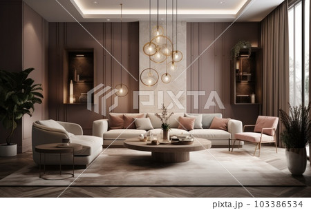 Beautiful Elegant living room interior with luxury furniture. Generative AI Beautiful Elegant living room interior with luxury furniture. Generative AI 103386534