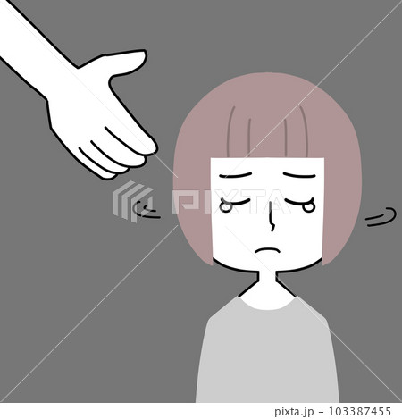 暗闇で泣いている女の子に手を差し伸べる 103387455