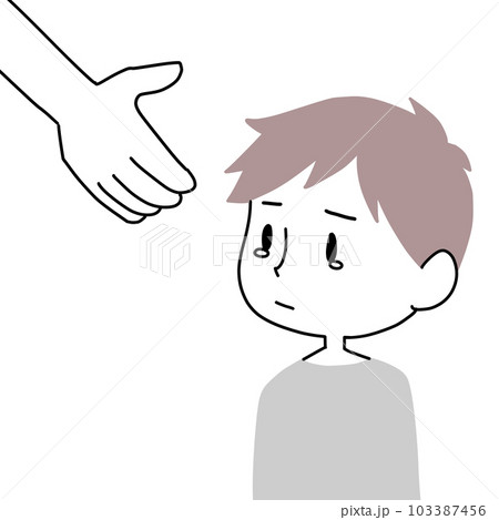 泣いている男の子に手を差し伸べる 103387456