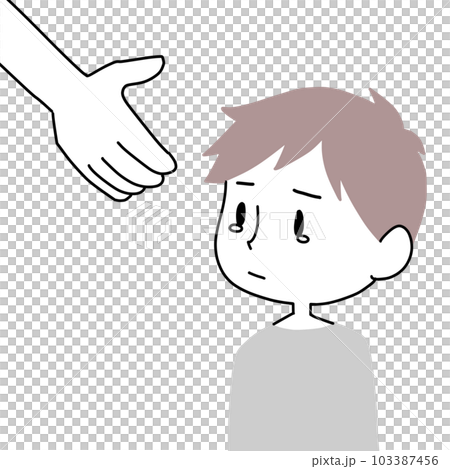 reaching out to a crying boy reaching out to a crying boy 103387456