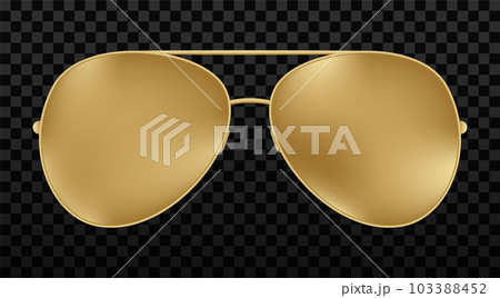 Gold aviator sunglasses with gold frame. Golden Sun glasses Gold aviator sunglasses with gold frame. Golden Sun glasses 103388452