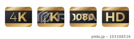 Video quality icons. Hd full hd and 2k and 4k 103388516