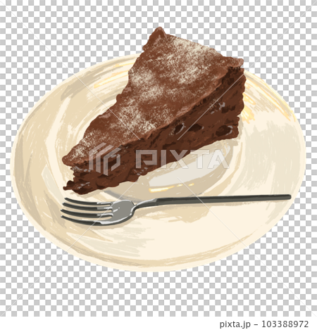 カットされたチョコレートケーキの手描き風イラスト カットされたチョコレートケーキの手描き風イラスト 103388972