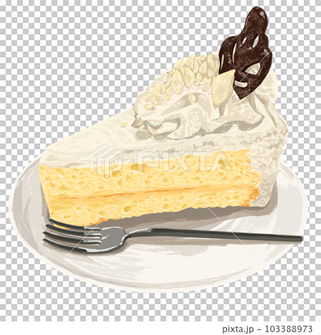 チョコレートが乗ったショートケーキの手描き風イラスト 103388973