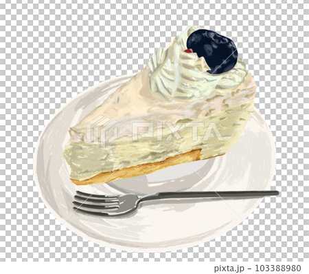 Hand-drawn style illustration of rare cheesecake with big blueberries Hand-drawn style illustration of rare cheesecake with big blueberries 103388980