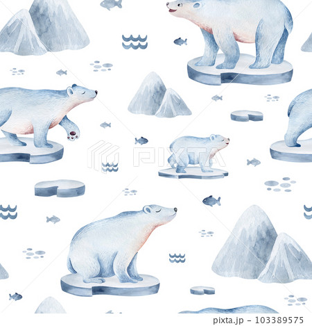 Seamless pattern with northern animals. 103389575