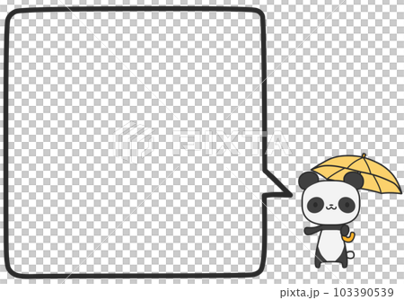 A panda with an umbrella and a simple square speech bubble 103390539