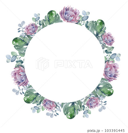 watercolor card composition of delicate flowers and plants watercolor card composition of delicate flowers and plants 103391445
