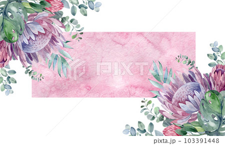 watercolor card composition of delicate flowers and plants watercolor card composition of delicate flowers and plants 103391448