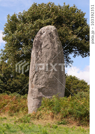 Menhir of Kergornec - megalithic monument in Brittany, France Menhir of Kergornec - megalithic monument in Brittany, France 103392351