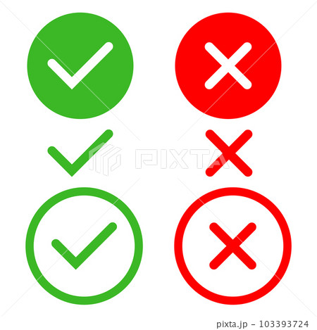 Decision making icons for yes and no voting. Vector illustration isolated on white background. 103393724