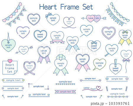 いろんなハートのフレームセット いろんなハートのフレームセット 103393761