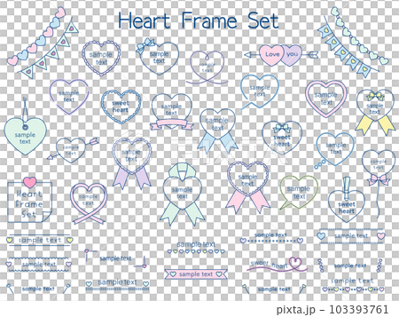 いろんなハートのフレームセット いろんなハートのフレームセット 103393761