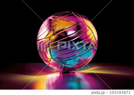 Volley ball volleyball with an outer layer that sparkles with a subtle iridescent sheen illustration generative ai 103393871