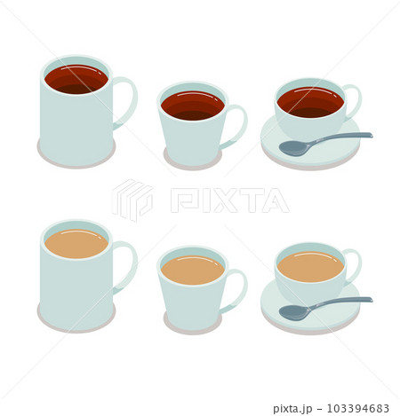 紅茶とミルクティーのアイソメトリックベクターイラスト 103394683