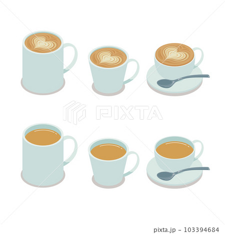 カフェラテのアイソメトリックベクターイラスト 103394684