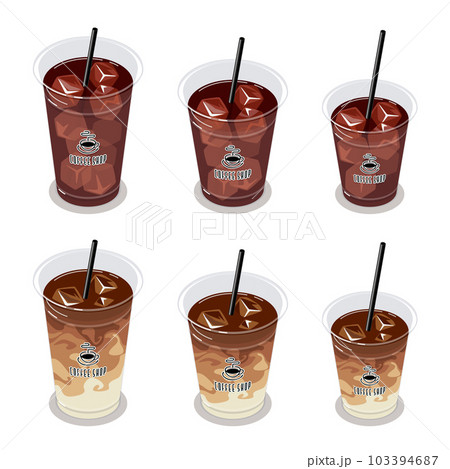 アイスコーヒーとカフェラテのアイソメトリックベクターイラスト 103394687