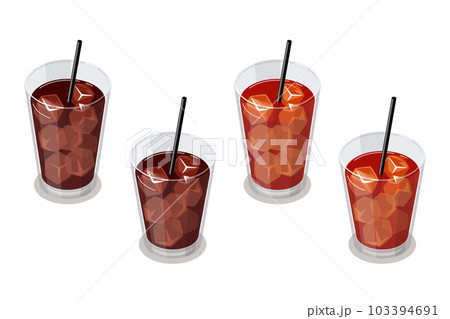 アイスコーヒーとアイスティーのアイソメトリックベクターイラスト アイスコーヒーとアイスティーのアイソメトリックベクターイラスト 103394691