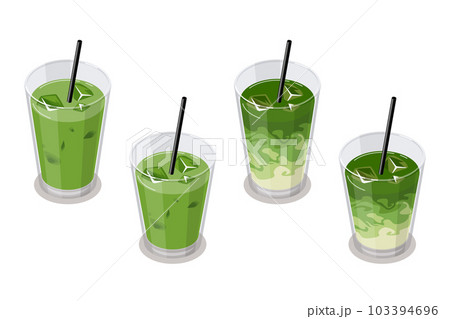 アイス抹茶ラテのアイソメトリックベクターイラスト アイス抹茶ラテのアイソメトリックベクターイラスト 103394696