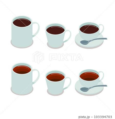 ホットコーヒーと紅茶のアイソメトリックベクターイラスト ホットコーヒーと紅茶のアイソメトリックベクターイラスト 103394703