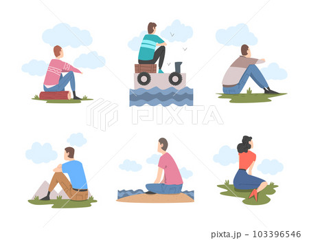 People Characters Looking Ahead as into Bright Future Vector Illustration Set 103396546
