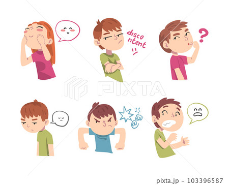 Little Children with Face Expression and Emotion Vector Set 103396587