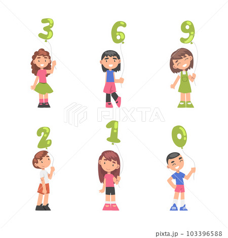 Cute Boy and Girl Holding Number Balloon by the String Vector Set Cute Boy and Girl Holding Number Balloon by the String Vector Set 103396588