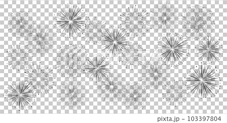 打上げ花火の模様イラスト。モノクロのおしゃれでシンプルなパターン。 103397804