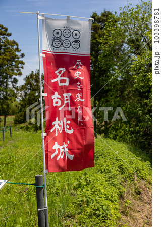 幟旗のはためく名胡桃城址 群馬県みなかみ町 幟旗のはためく名胡桃城址 群馬県みなかみ町 103398781