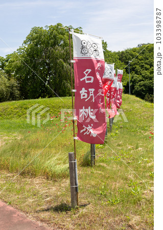 幟旗のはためく名胡桃城址　群馬県みなかみ町 103398787