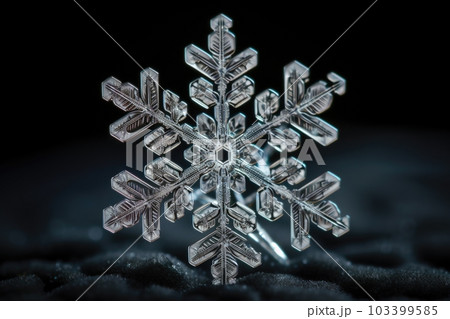 close-up of a snowflake, with its intricate and unique symmetrical design visible, created with generative ai close-up of a snowflake, with its intricate and unique symmetrical design visible, created with generative ai 103399585