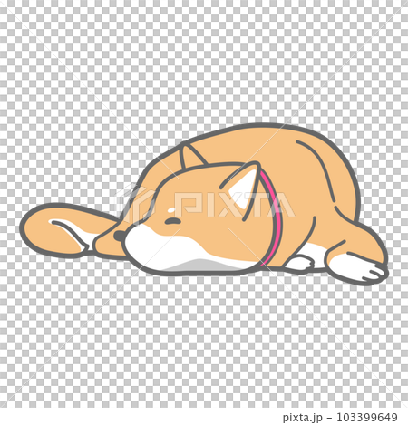 お昼寝中の柴犬のベクターイラスト 103399649