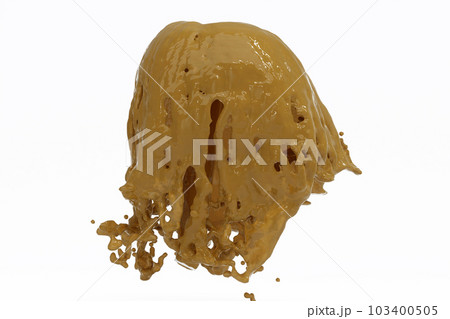 Coffee liquid water splashing on white background, 3D rendering. 103400505