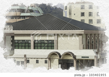 水彩画風　長崎　長崎市立梅香崎中学校　長崎県長崎市 103401955