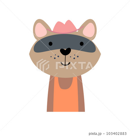 Raccoon with summer costume . Wildlife animals . Vector illustration . Raccoon with summer costume . Wildlife animals . Vector illustration . 103402883