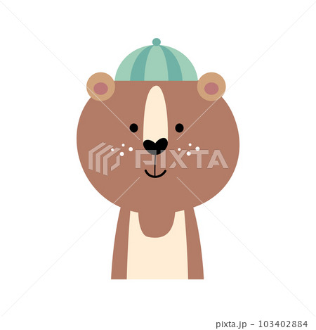 Bear with summer costume . Wildlife animals . Vector illustration . Bear with summer costume . Wildlife animals . Vector illustration . 103402884