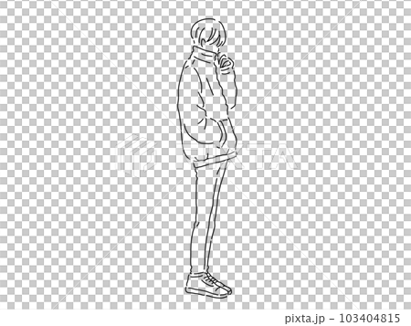 かっこいい男性のシンプルな線画／手描きイラスト素材 103404815