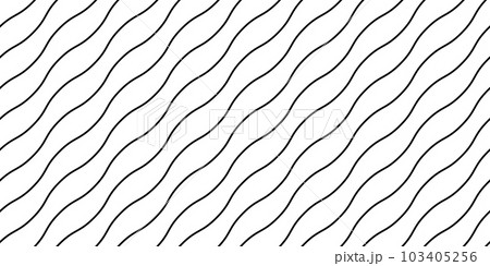 Wavy lines seamless pattern. Undulate stripes repeating background. Black white diagonal waves texture. Simple curved linear wallpaper. Textile and fabric design template. Vector Wavy lines seamless pattern. Undulate stripes repeating background. Black white diagonal waves texture. Simple curved linear wallpaper. Textile and fabric design template. Vector 103405256