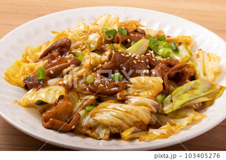 牛モツとキャベツの甘辛炒め 牛モツとキャベツの甘辛炒め 103405276