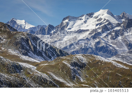 Dramatic Bernese swiss alps as seen from Nufenen Pass, Switzerland 103405513