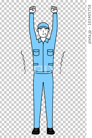 Senior men in hats and work clothes stretching by stretching (managers, managers, bosses) 103405758